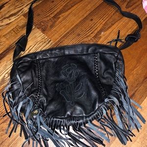 Leather fringe crossbody